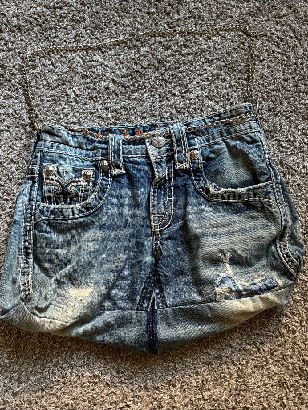 Rock Revival Upcycled Shoulder Bag Purse Denim Jeans Y2K McBling Western Grunge